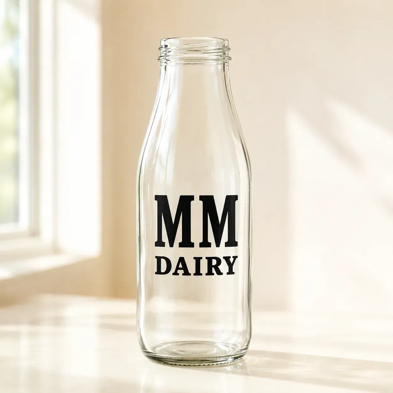 Plain bottle with logo sticker
