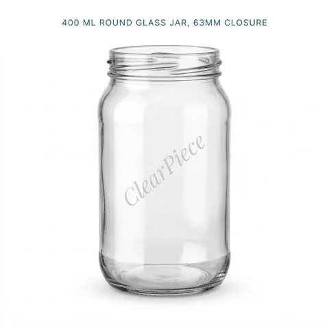 400 ml Round Glass Jar, 63mm Closure