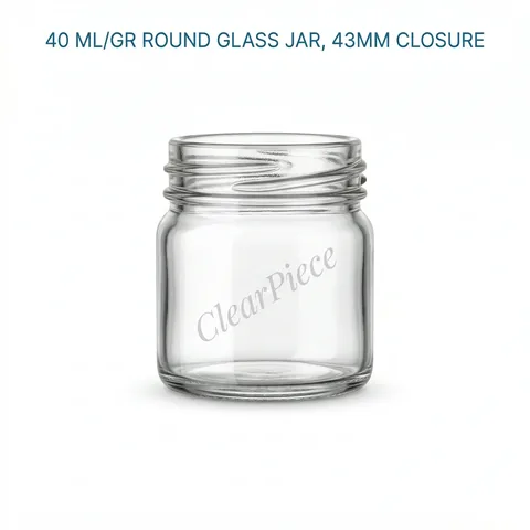 40 ml Round Glass Jar, 43mm Closure