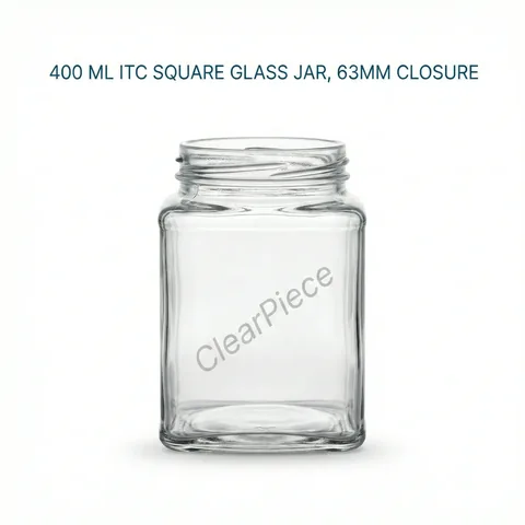 400 ml ITC Square Glass Jar, 63mm Closure