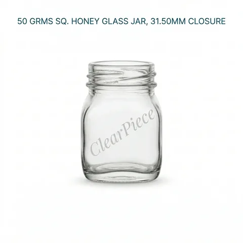 50 Grms Sq. Honey Glass Jar, 31.50 mm Closure