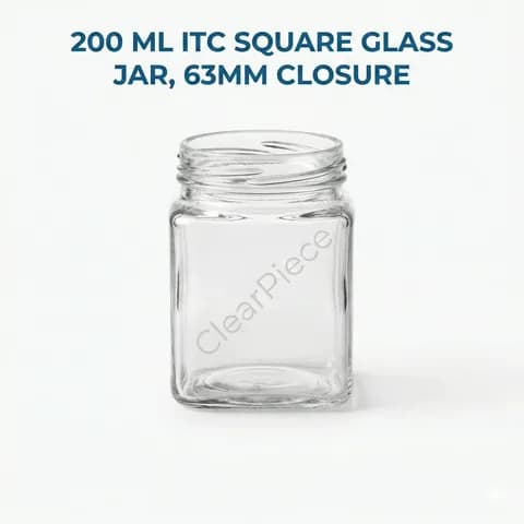 200 ml ITC Square Glass Jar, 63mm Closure