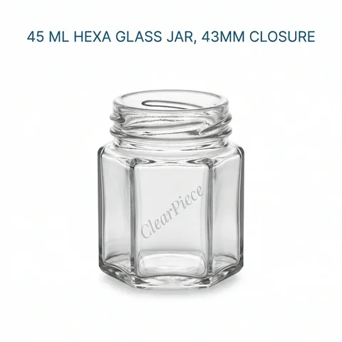 45 ml Hexa Glass Jar 43mm Closure