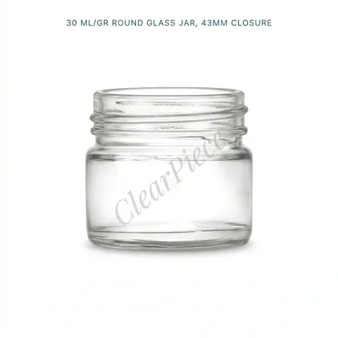 30 ml Round Glass Jar, 43mm Closure