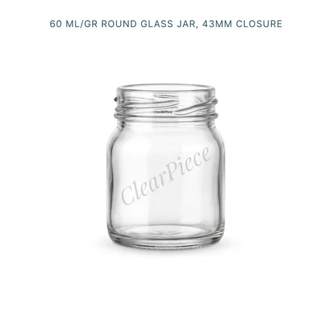 60 ml Round Glass Jar, 43mm Closure