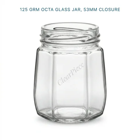 125 grm/100 ml Octa Glass Jar, 53mm Closure