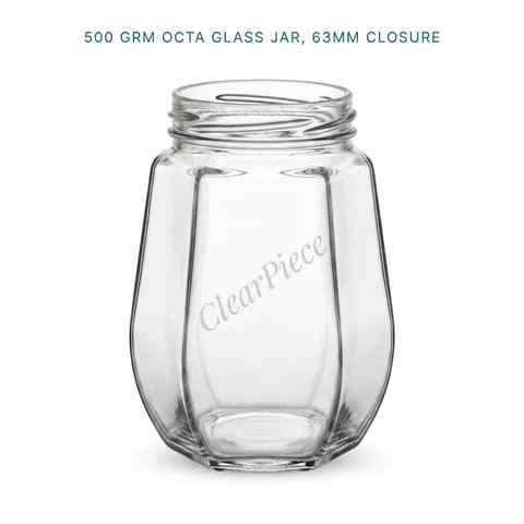500 grm Octa Glass Jar, 63mm Closure