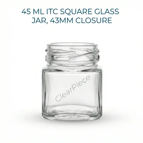 45 ml ITC Square Glass Jar, 43mm Closure