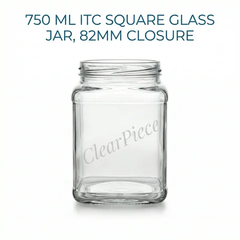 750 ml ITC Square Glass Jar, 82mm Closure