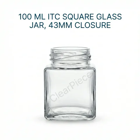 100 ml ITC Square Glass Jar, 43mm Closure