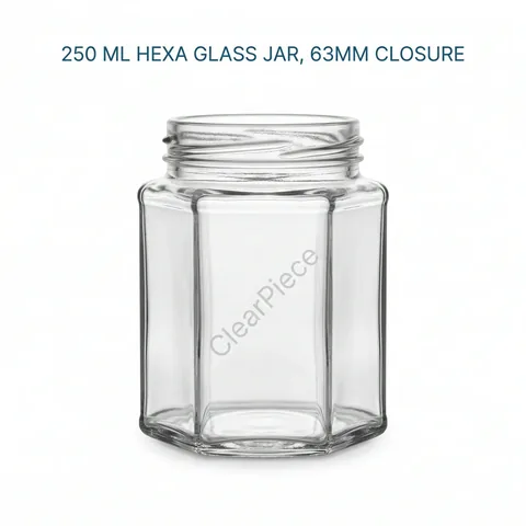 250 ml Hexa Glass Jar 63mm Closure