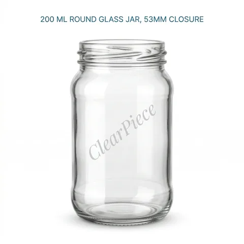 200 ml Round Glass Jar, 53mm Closure