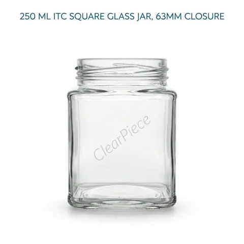 250 ml ITC Square Glass Jar, 63mm Closure