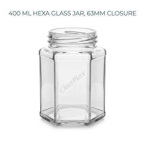 400 ml Hexa Glass Jar 63mm Closure